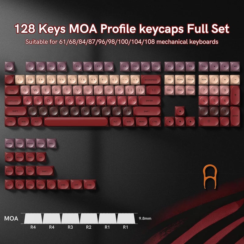 Rainy75 PBT Keycaps, Lipstick Red Jelly Keycap Berry Kiss Theme Foundation MOA Profile, 128 Keys Elegant Cute Custom Key caps for 61/68/84/87/98/100 Cherry Gateron MX Mechanical Keyboards - Image 5